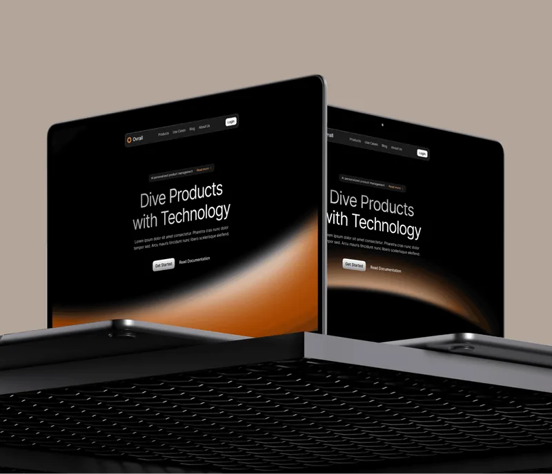 Landing page produk di laptop