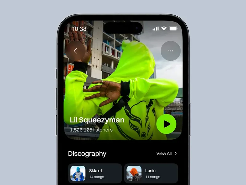 Layar artis aplikasi musik Biloop