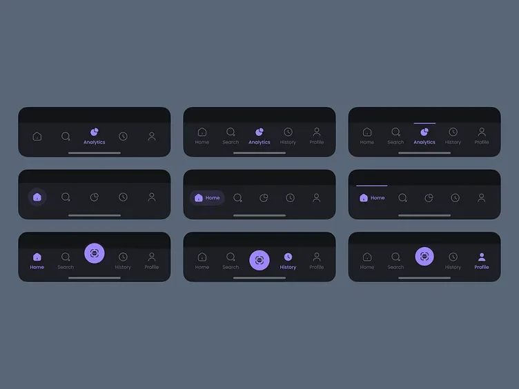Desain bilah navigasi bawah mobile, tampilan 4