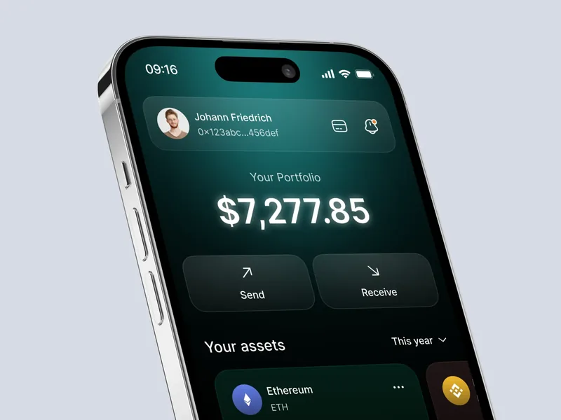 Portofolio aplikasi kripto pada ponsel miring