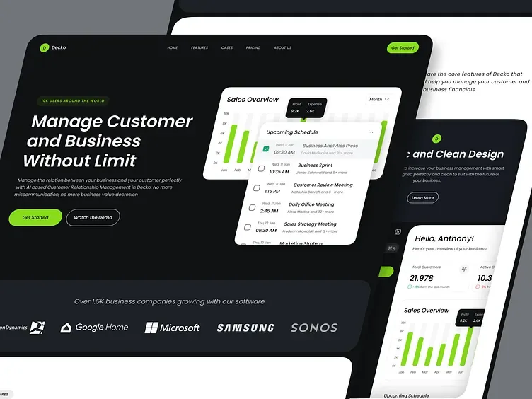 Landing page CRM Decko, tampilan 1