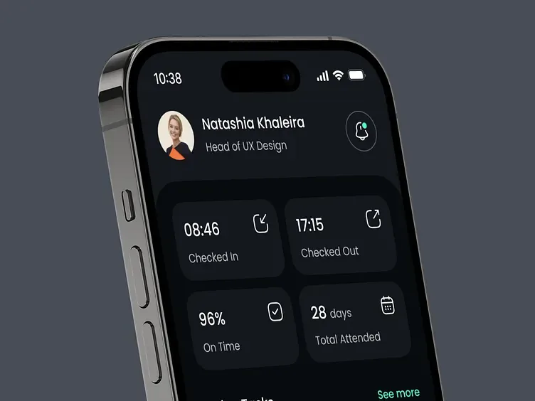 Aplikasi kehadiran digital Findez, tampilan 2