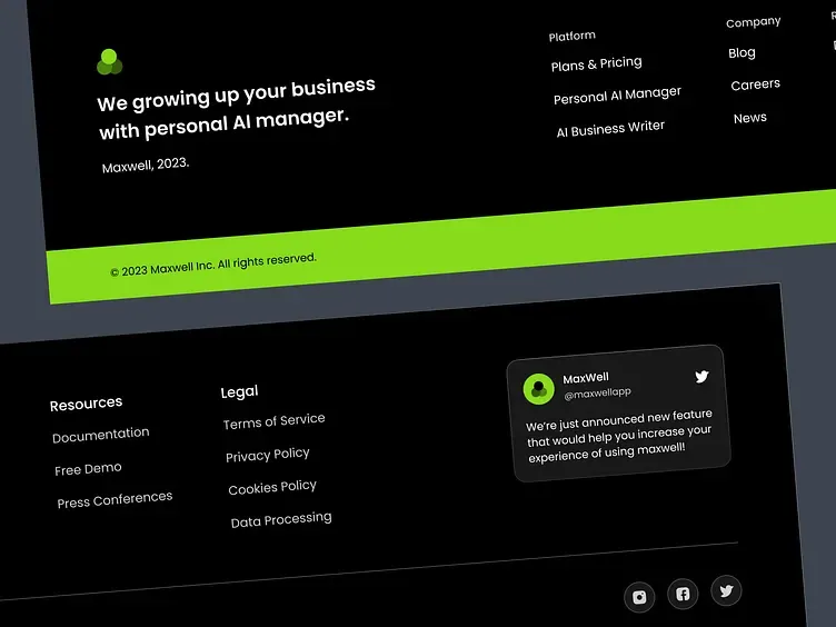 Koleksi desain footer website, tampilan 1