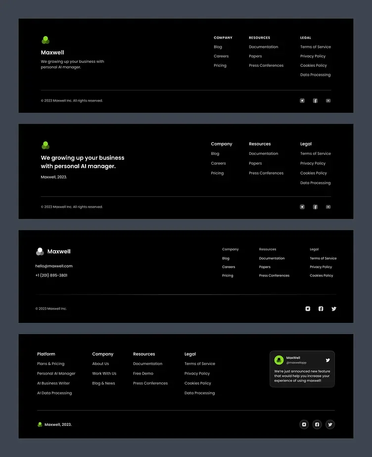 Koleksi desain footer website, tampilan 4