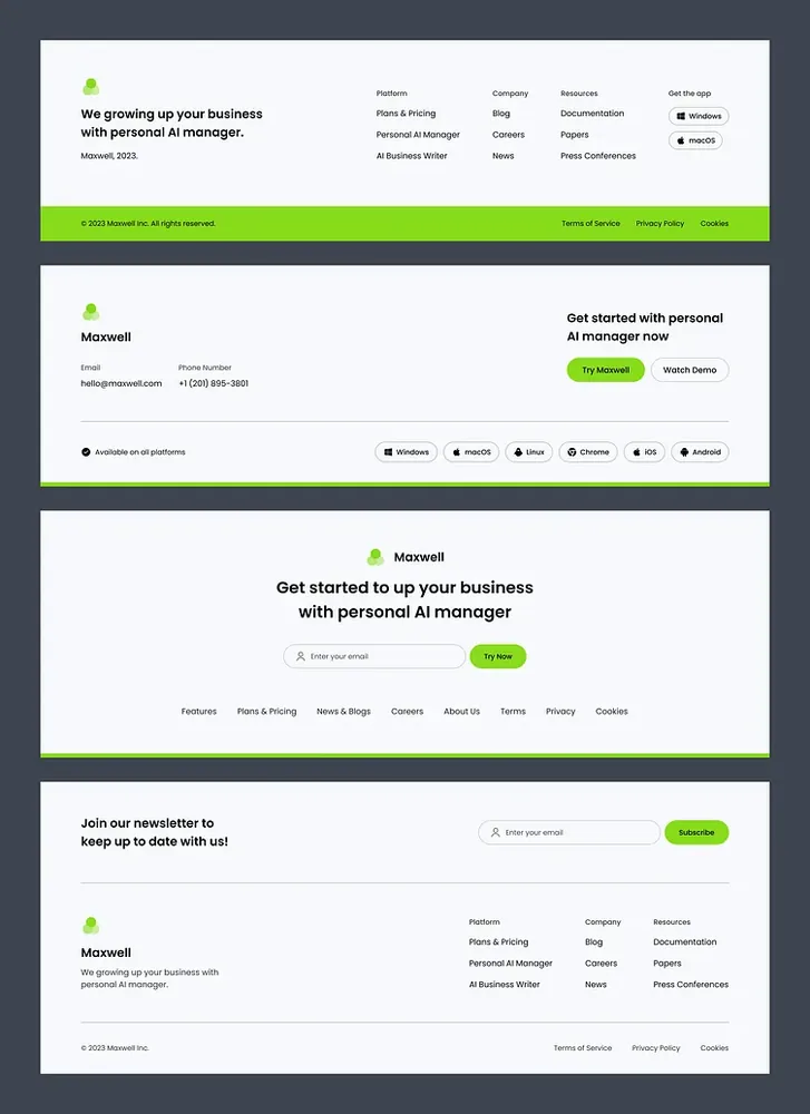 Koleksi desain footer website, tampilan 5