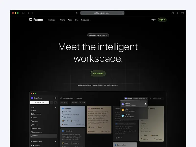 Tampilan depan website Frame 3.0