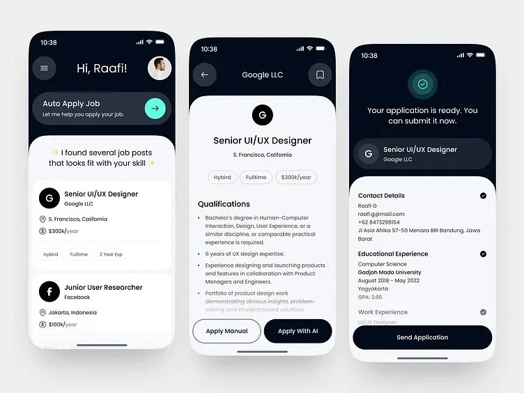 Aplikasi pencari kerja Glitch, tampilan 2