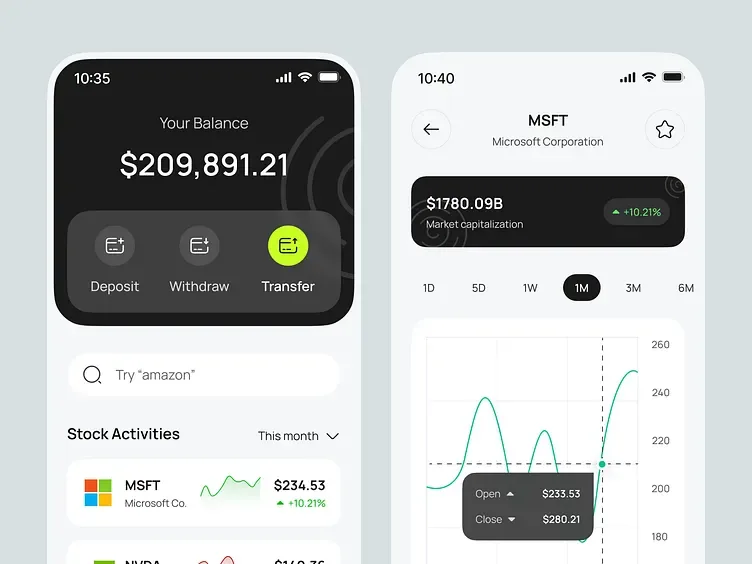 Aplikasi investasi saham mobile Investo, tampilan 2