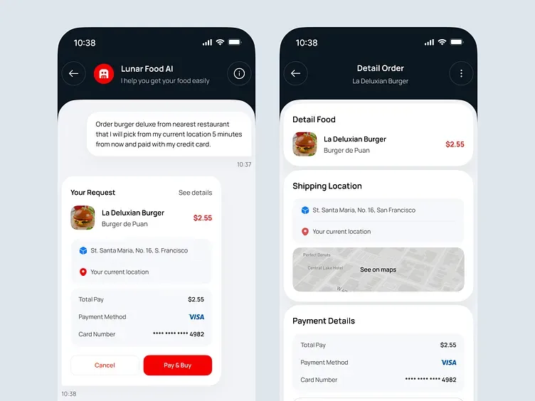 Aplikasi chatbot pemesanan makanan Lunar, tampilan 2
