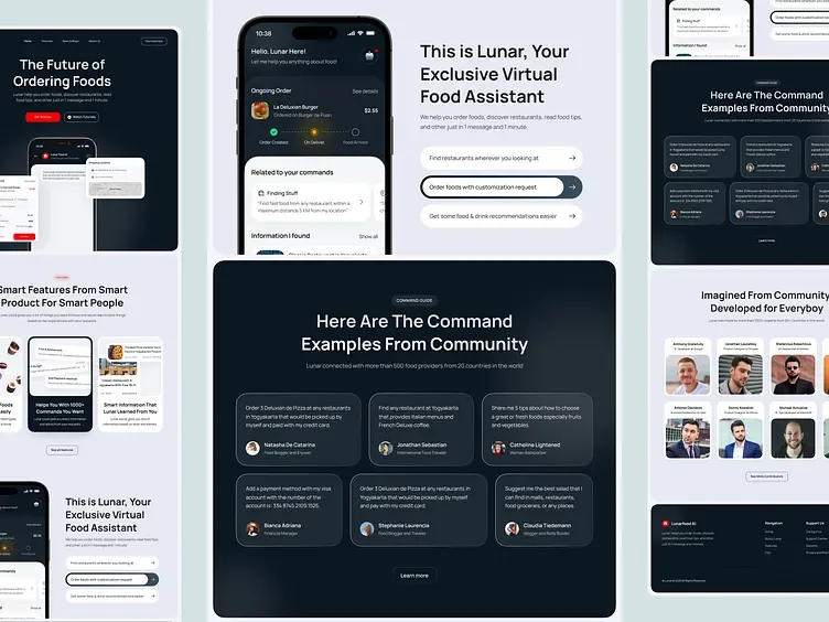 Landing page chatbot pemesanan makanan Lunar, tampilan 3