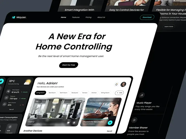 Landing page rumah pintar Mayzer, tampilan 3