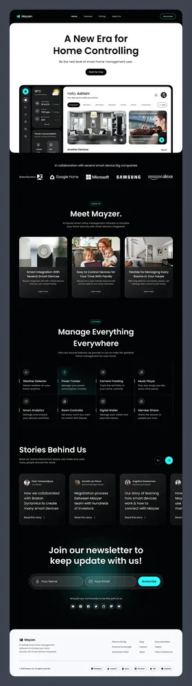 Landing page rumah pintar Mayzer, tampilan 6