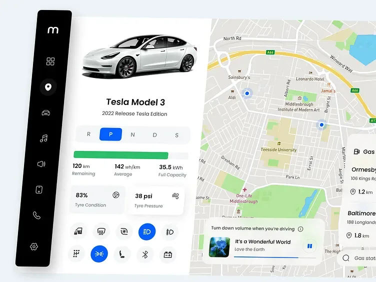 Dasbor mobil listrik Mobilic, tampilan 1