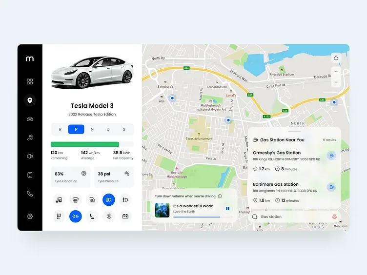 Dasbor mobil listrik Mobilic, tampilan 4