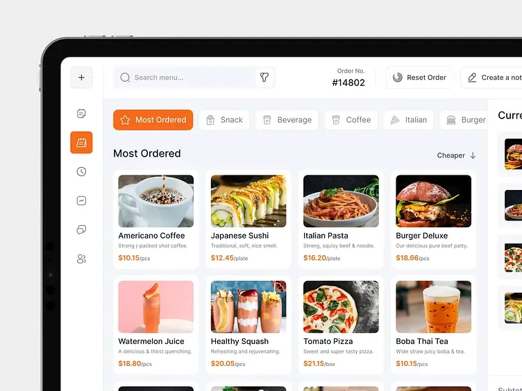 Sistem kasir restoran Restie, tampilan 1
