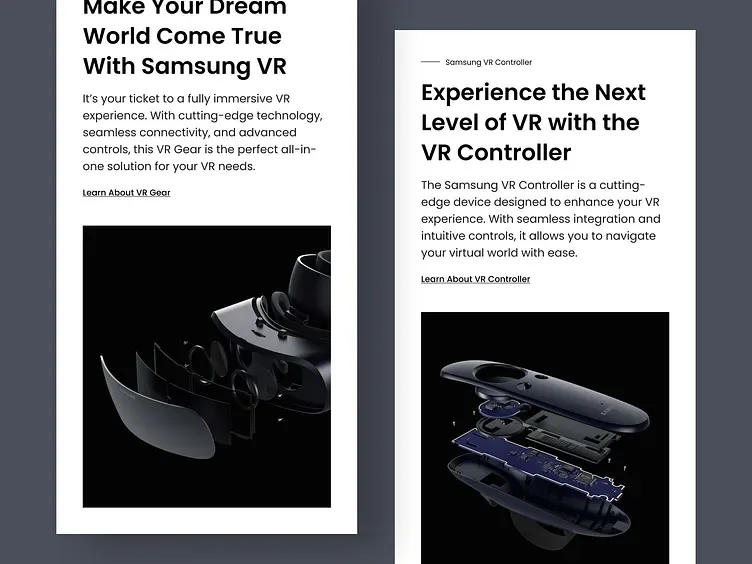 Konsep website Samsung VR, tampilan 3