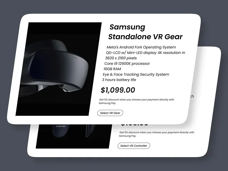 Halaman harga dan pengiriman Samsung VR, tampilan 2