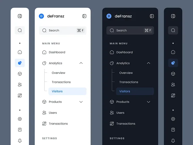 Variasi desain navigasi sidebar, tampilan 1