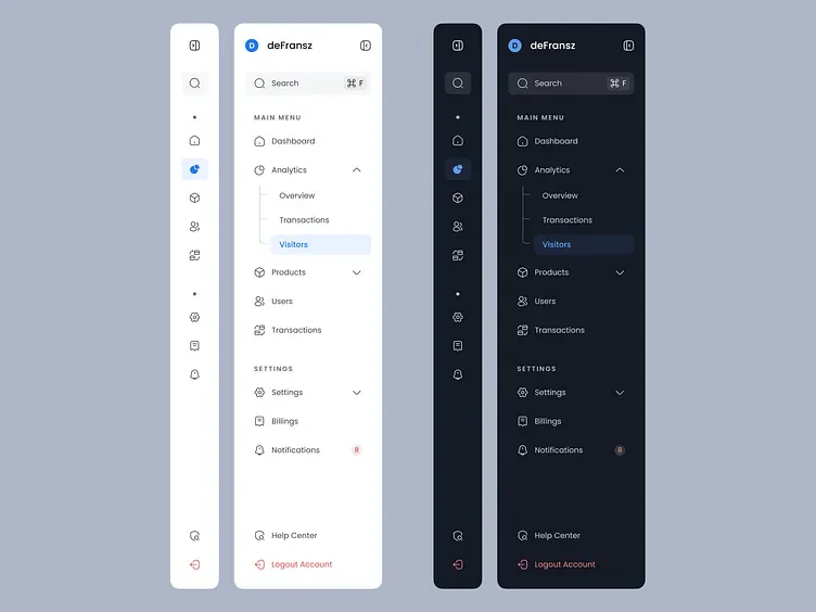 Variasi desain navigasi sidebar, tampilan 4