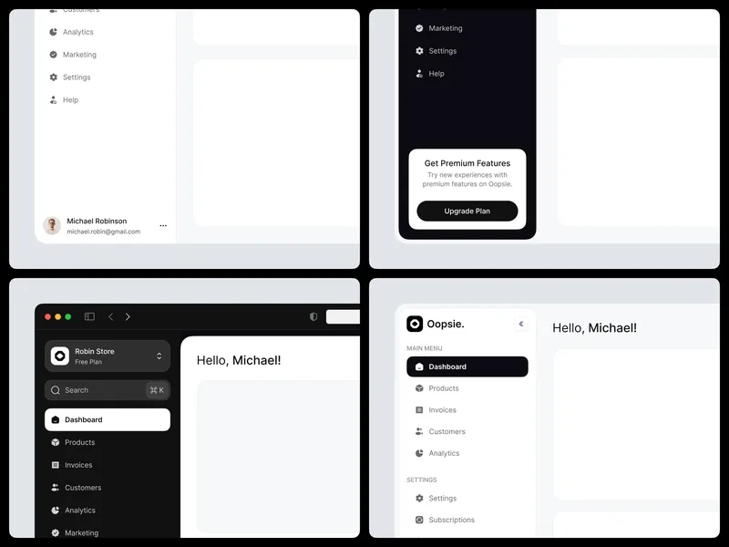 Empat desain navigasi sidebar