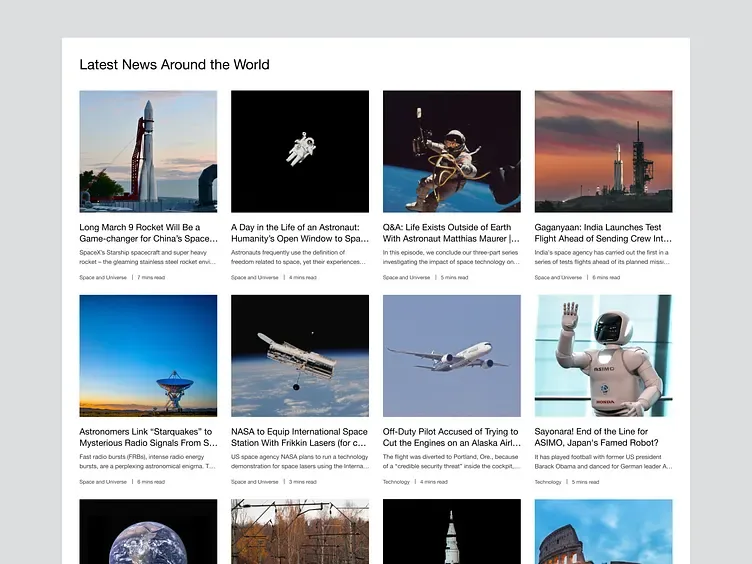 Bagian artikel website berita antariksa, tampilan 5